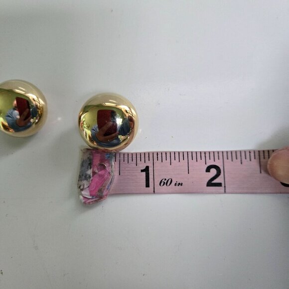Vintage Goldtone Rounded Button Clip Earrings .5" - Picture 4 of 4